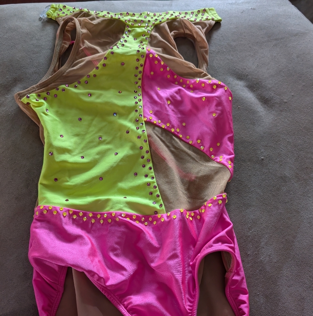 Vibrant Pink and Neon Green Leotard